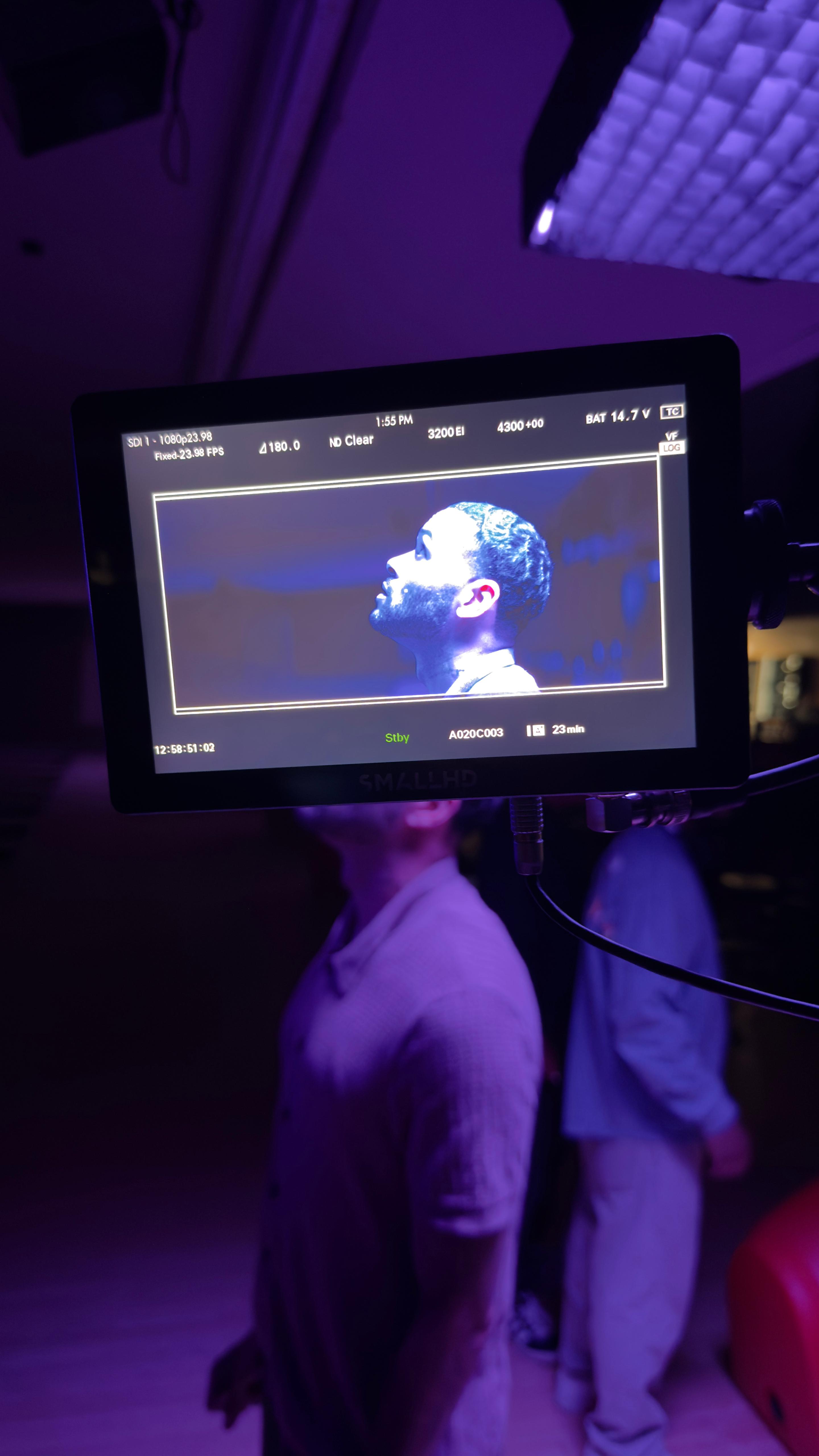 SmallHD monitor showing cinematic profile shot - Professional cinematography Los Angeles