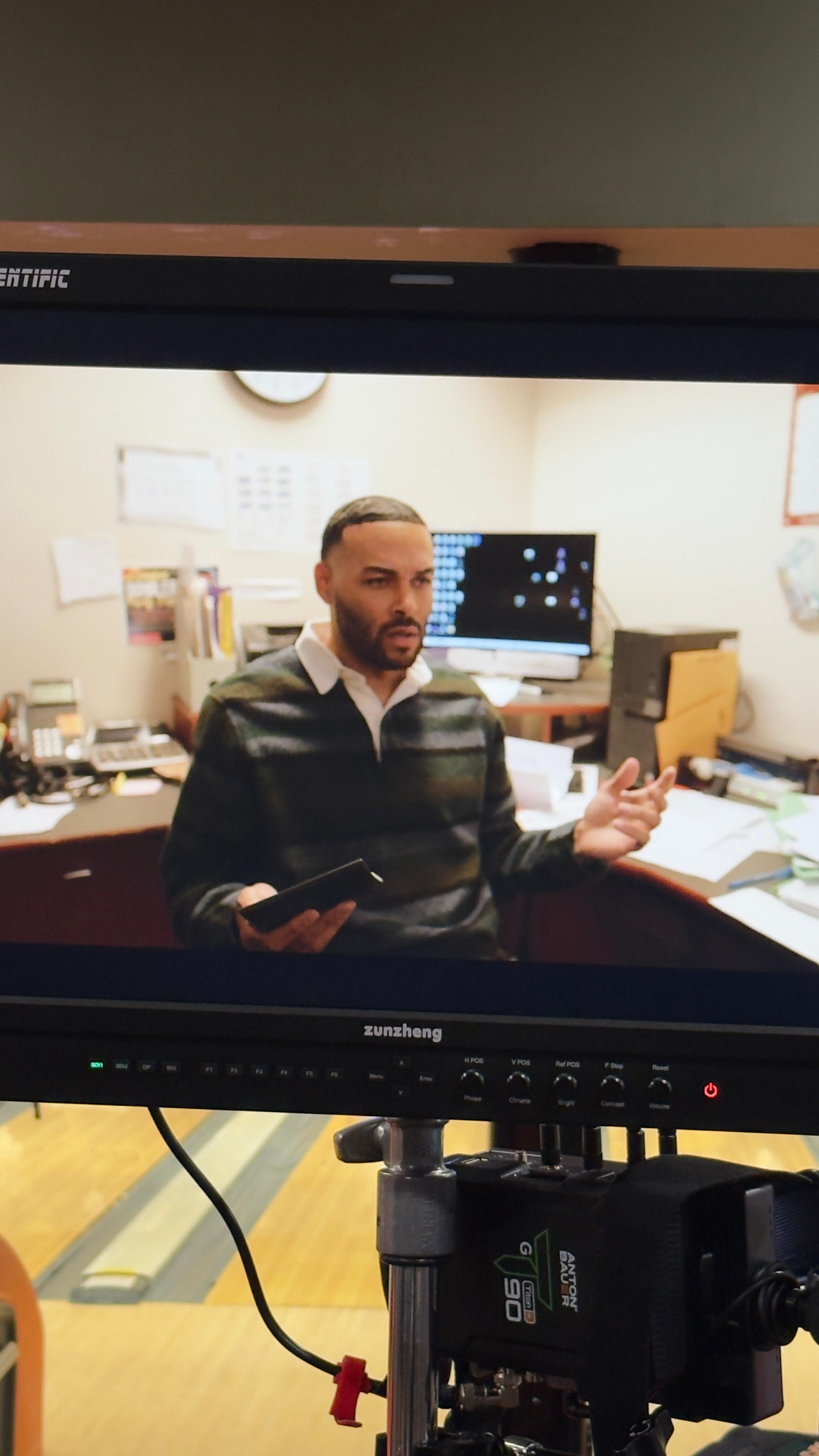 Behind the scenes monitor view - Professional interview setup Los Angeles